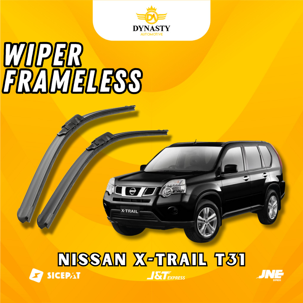 1 SET (2 PCS) Wiper - Nissan X-Trail Xtrail T31 - Model Frameless Tanpa Rangka Besi Sapuan Kaca Wipe