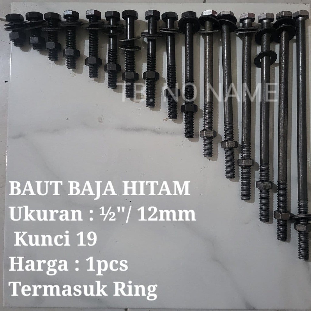 BAUT MUR BALOK KAYU BLANDAR 1/2'' / 12mm KUNCI 19 PANJANG 17,5cm S/D 30cm Baut Blandar Kayu