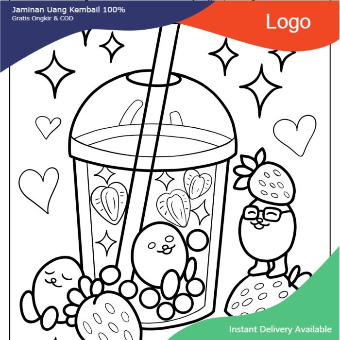 10 lembar kertas mewarnai  GAMBAR MEWARNAI tema BOBA
