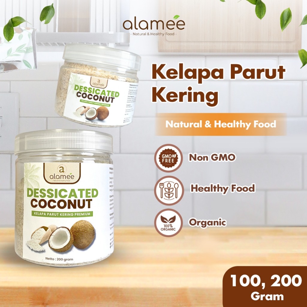 

ALAMEE Dessicate Coconut Kelapa Parut Kering Coconut Flakes Topping Kue Kelapa Kering 200gr