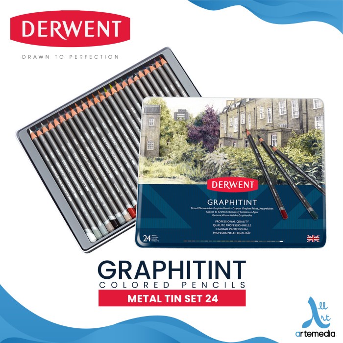 

Pensil Warna Derwent Graphitint 24 Pencil Color Metal Tin Set - 24 OLD COVER