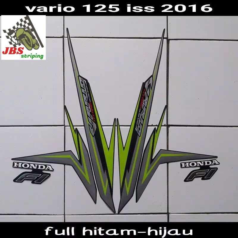 Striping honda vario techno 125 led fi iss 2016 full hitam hijau stiker vario lis body vario