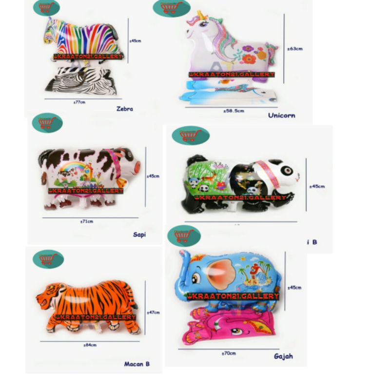balon karakter / balon foil / gajah / kuda / Masha /Sofia / swan / angsa / bebek / macan / sapi / pa