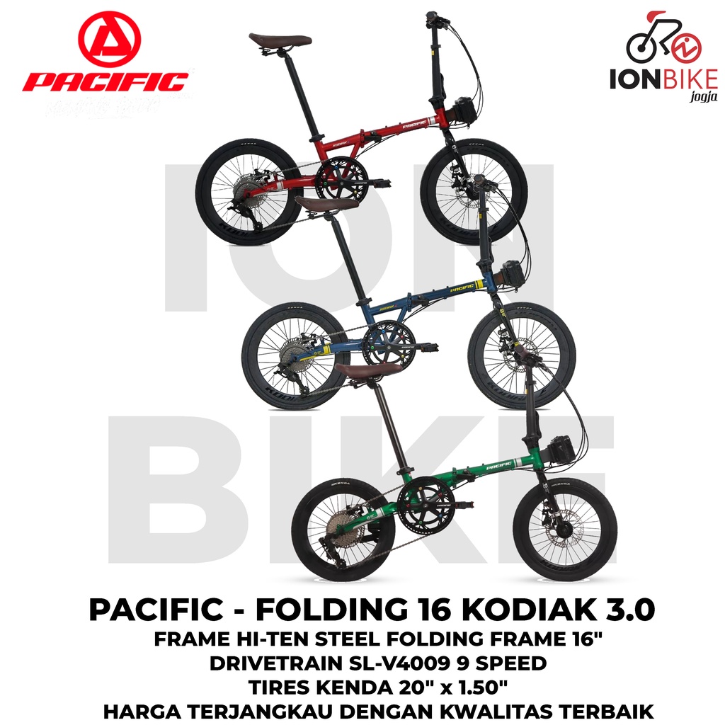 Sepeda Lipat 16 Pacific Kodiak 3.0 Harga Promo Seli Murah Terbaru 9 Speed Hydraulic Crank Hollowtech