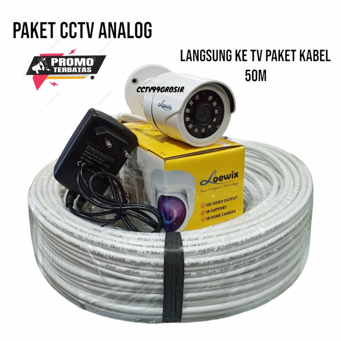 Terlaris ✨-PAKET KAMERA CCTV ANALOG OUTDOOR LANGSUNG KE TV /PAKET KABEL 50M