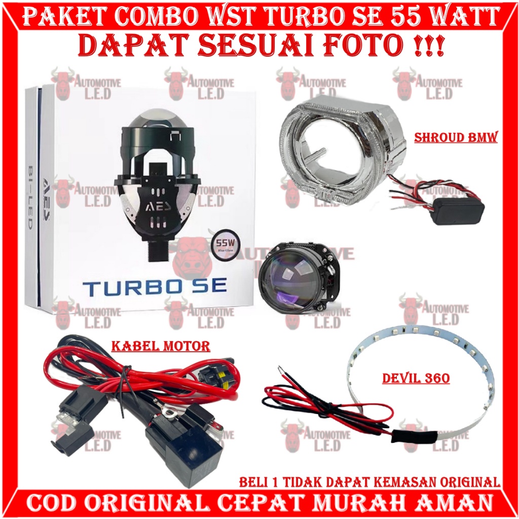 DISCOUNT  COMBO PAKET HEMAT BILED TURBO SE 55 WATT ORIGINAL BILED  WST AES PAKETAN SHROUD 2,5 INCHI 
