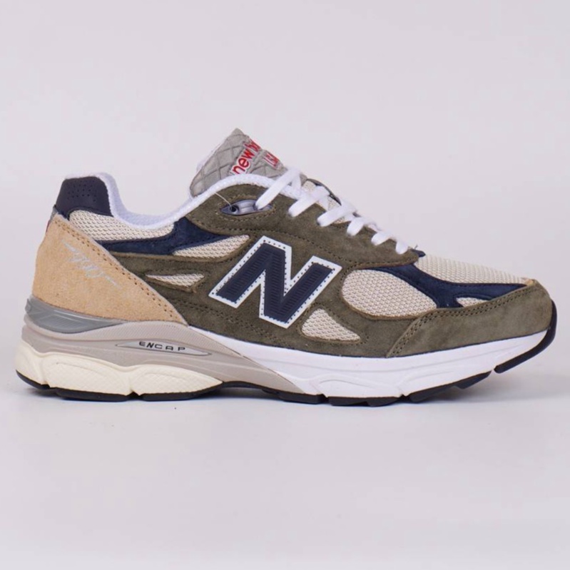 Sepatu New Balance 990v3 Dark Camo Incense Olive Navy Tan NB 990 V3 Hijau Biru Dongker Krem Sneakers