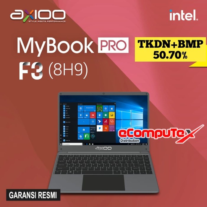LAPTOP AXIOO MYBOOK PRO F3 (8H9) i3 8GB 1TB 14"FHD IPS TKDN - GARANSI RESMI