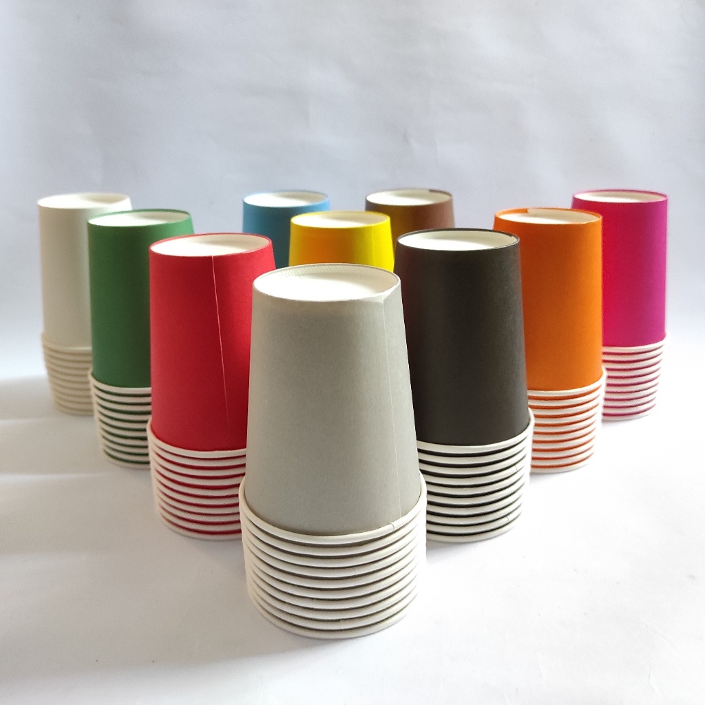 10 pcs Cup Polos Warna Warni  Gelas Kertas Polos  Paper Cup 9oz HOT Warna Warni