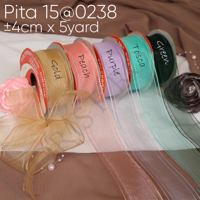 

Pita 15@0238 ±4cm x 5yard - pita organza - pita motif – ribbon - Purple ORI