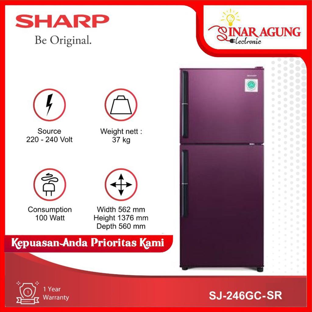 [COD] KULKAS / LEMARI ES SHARP SJ246GCSR / SJ246 / SJ-246 (2 PINTU/ 205 LITER) GARANSI RESMI