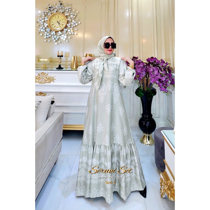 Seruni set syari - Gamis set syari - Gamis terbaru syari - Gamis free hijab