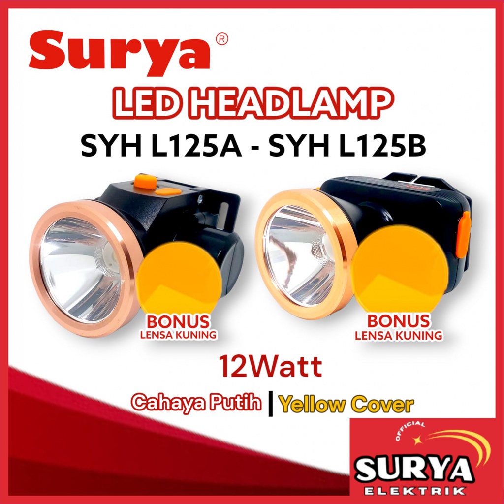 Senter Kepala SURYA 12W SYH Headlamp LED Super Terang Rechargeable