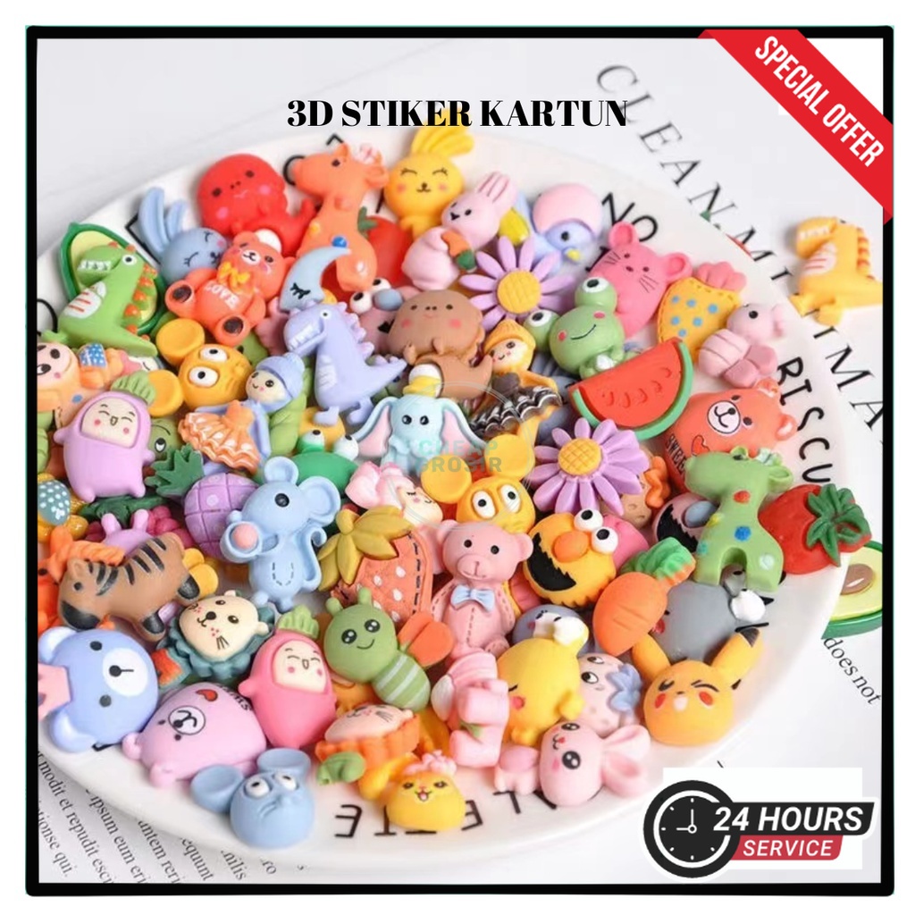 

4 buah/tas 3D Stiker Kartun Lucu Diary Jurnal Alat Tulis Serpihan Scrapbooking DIY Stiker COD Makassar