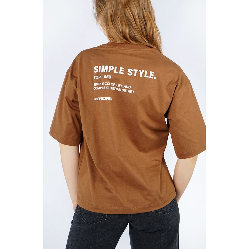 Logo Jeans Kaos Wanita Oversized Belvina Brown 12805L4BW