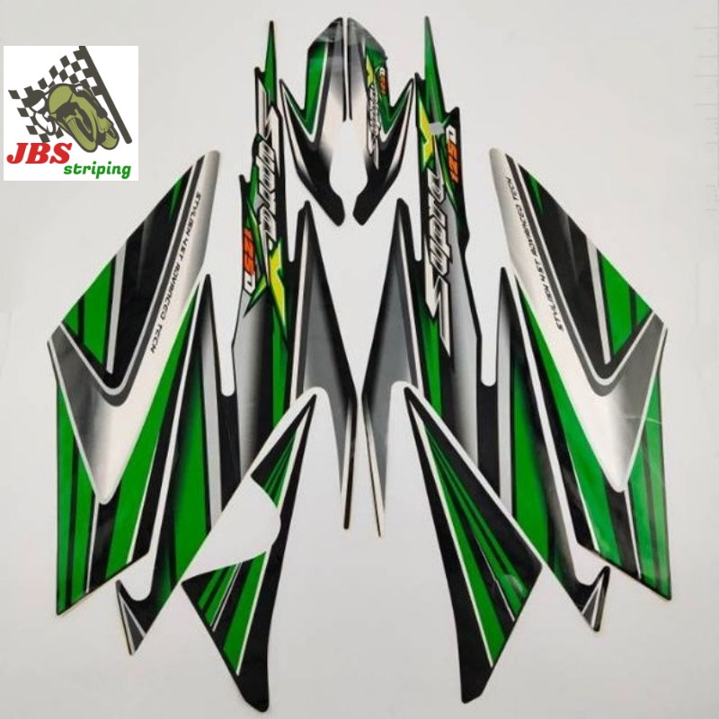 striping supra x 125 stiker  honda supra x 125 d thn 2006 2007 hitam hijau