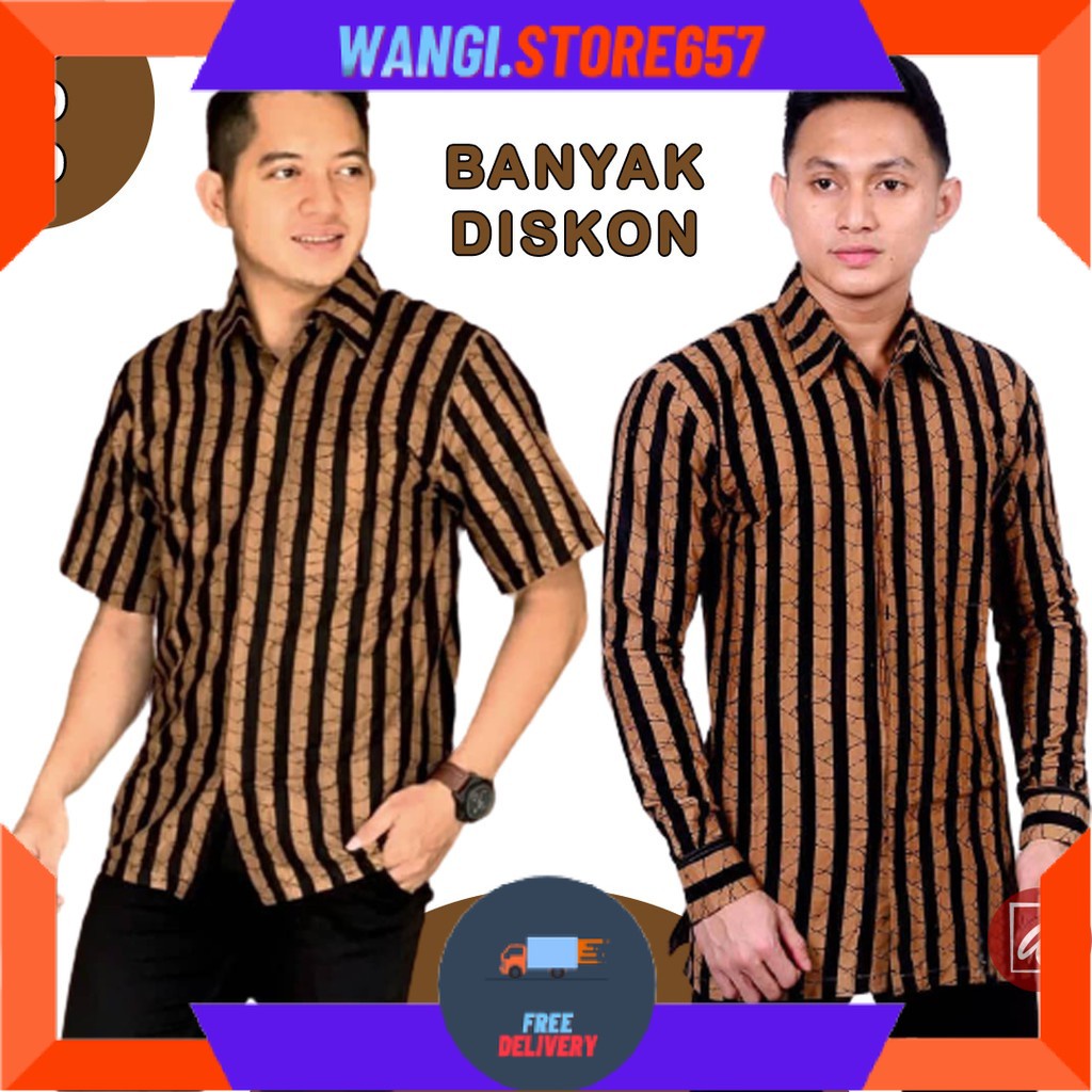 BAJU KEMERJA BATIK POLOS MOTIF KEREN PRIA LAKI" MAS" BAPAK" / Kemeja Batik Pria Lurik Lengan Panjang