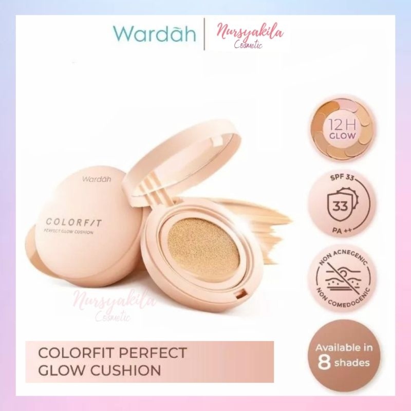 Wardah Colorfit Perfect Glow Cushion SPF 33 PA++ 15 g - Bedak Tahan 12 Jam | Refill Colorfit Perfect