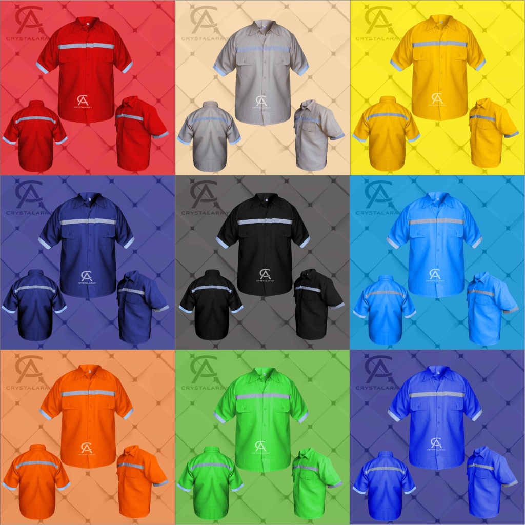 Atasan Kerja Lengan Pendek / Kemeja Safety Pendek / Wearpack Safety / Setelan Baju