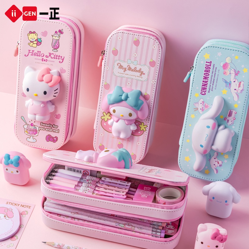 

(Yunita) TEMPAT PENSIL 3D SQUISHY SANRIO PENCIL CASE CINNAMOROLL KUROMI MELODY PENCIL CASE SANRIO 3SUSUN