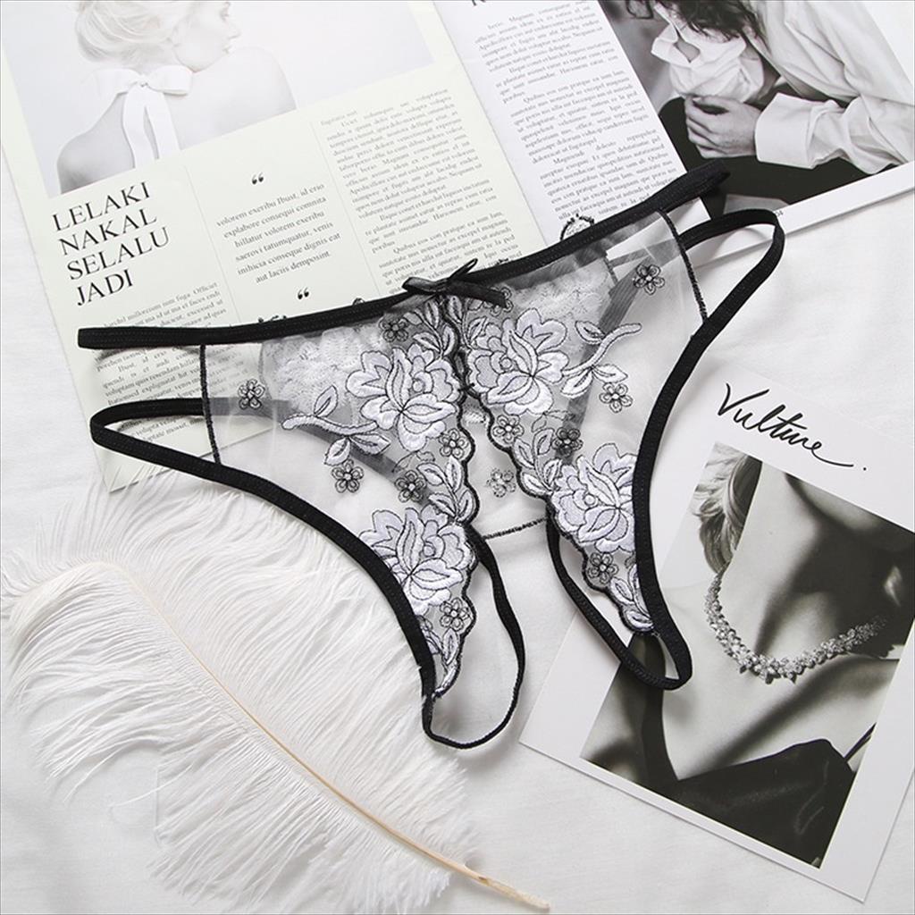 GUIREEN - #CD3014 CD Celana Dalam Wanita G String Open Lingerie Crotch Thongs Lace Pantie Briefs Bor
