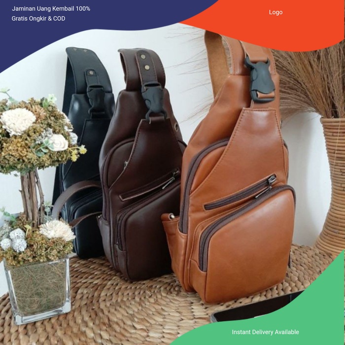 Tas selempang pria kulit asli slingbag cowok kulit asli garut sukaregang