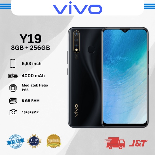 VIVO Y19 RAM 8/256GB Handphone 6.53"Layar Baterai 5000mAh Tiga Kamera Belakang HP Murah Cuci Gudang
