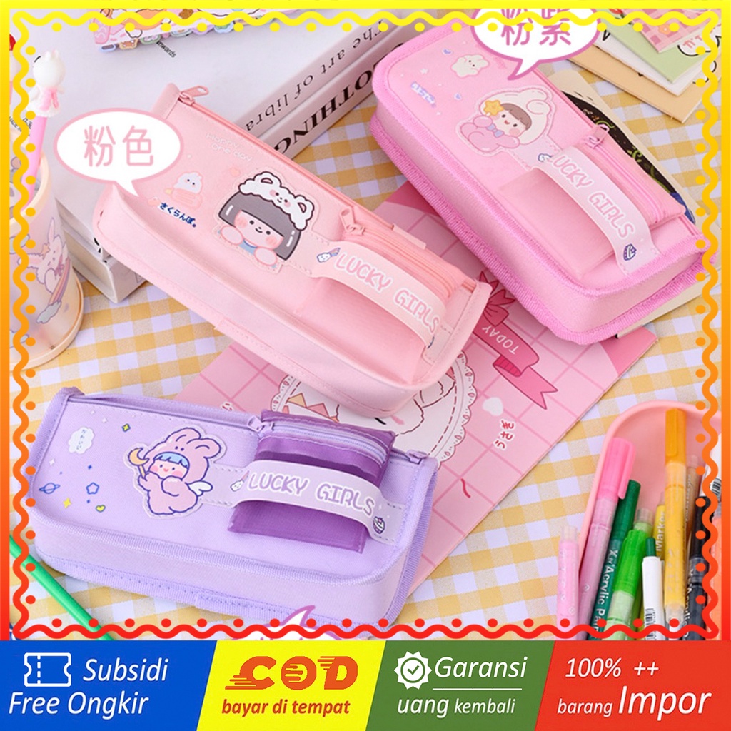 

TXS17 Korean Pen Pencil Case Simple Lucky Girls Kotak Tempat Pensil Box KTM