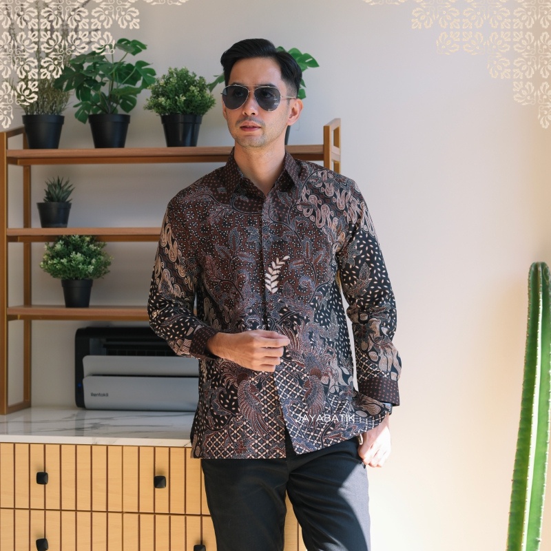 Batik Premium Hem Atasan Kemeja Baju Batik Pria Cowok Laki Laki Slimfit Full Lapis Furing Lengan Pan