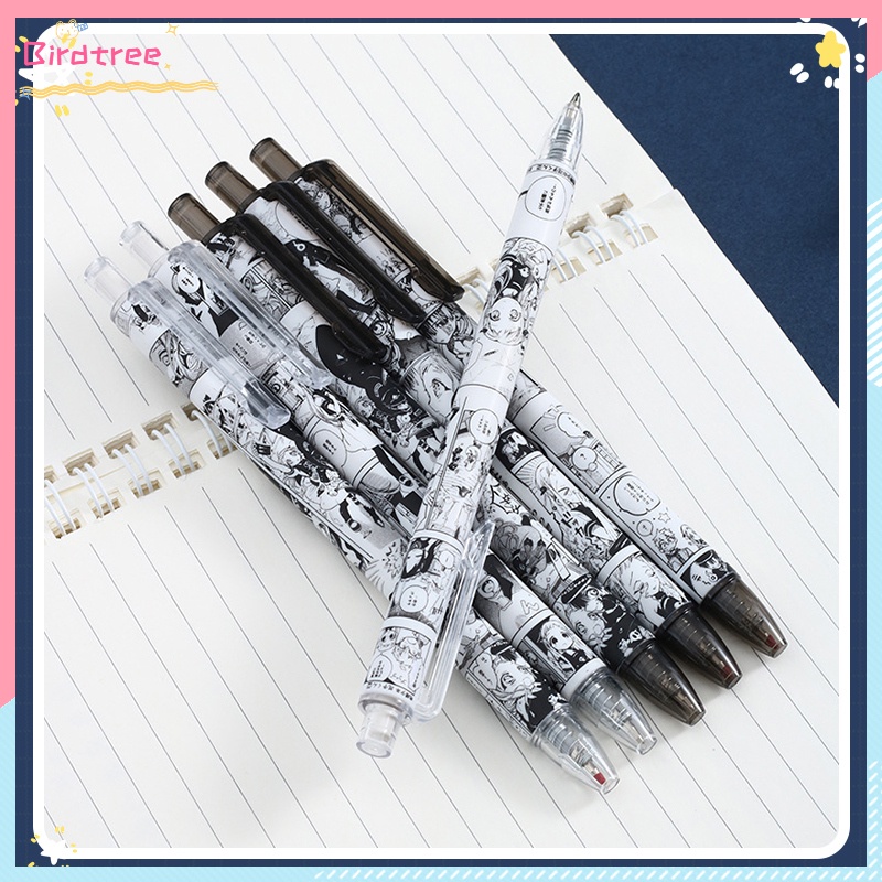 

[Readystock❤️COD]Black White Retractable Bullet Pen,Bullet Head Black Gel Pen,Stationery Cute,Siswa