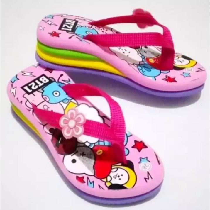 Ajs sandal anak perempuan sandal anak wedges pelangi BTS21