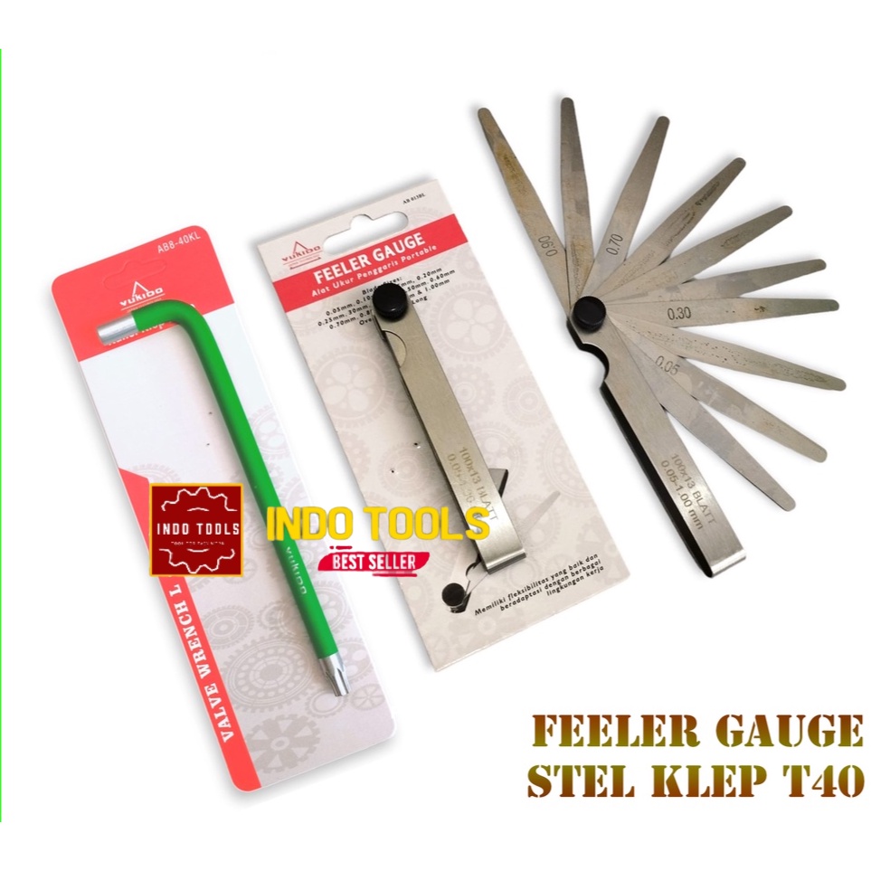 kunci L Setel Klep T40 + Feeler Gauge 13 pcs / Fuller Kunci Stel Klep Motor Pengukur Celah Klep Mobi