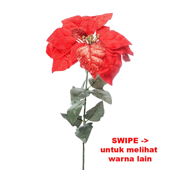 RRS Hiasan Bunga Poinsettia 1 Kuntum Besar Panjang Kreasi-Bunga Hias Natal - Ungu