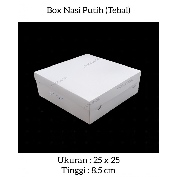 Fajar Mulya - Dus Nasi / Box Nasi Putih / Kotak Nasi / Ukuran 25x25 (Tebal) @25 pcs