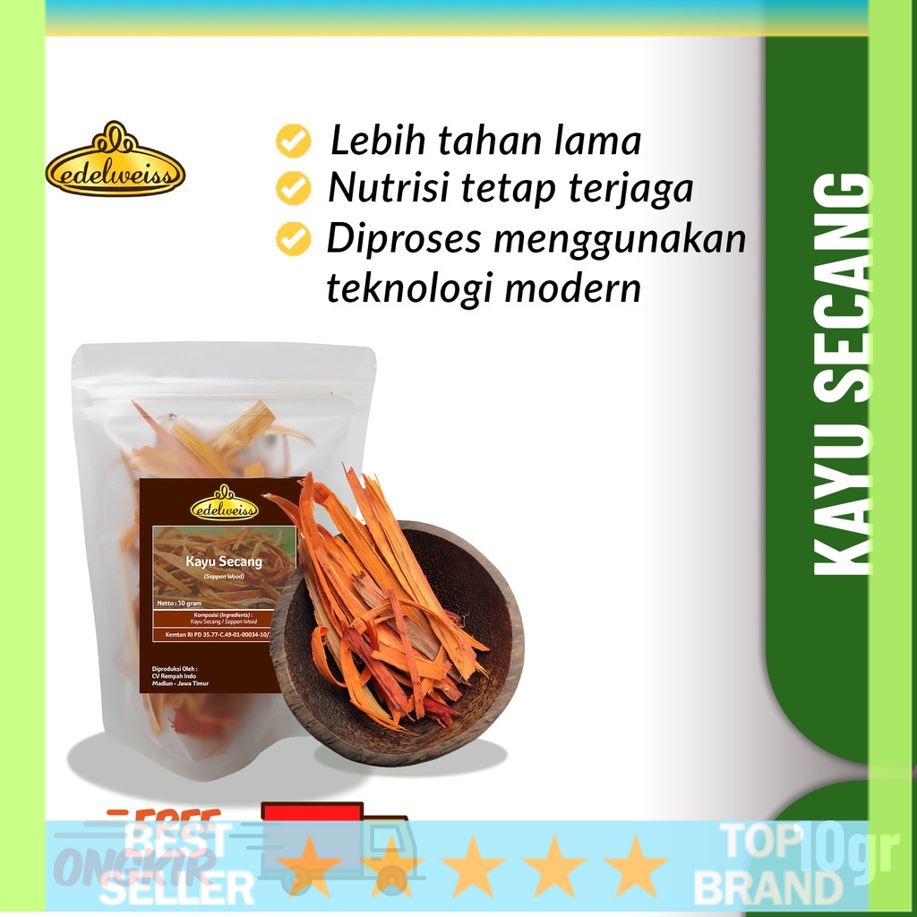

Edelweiss Kayu Secang Serut Kering Murni Refill Pack 10gr (Sappan Wood)