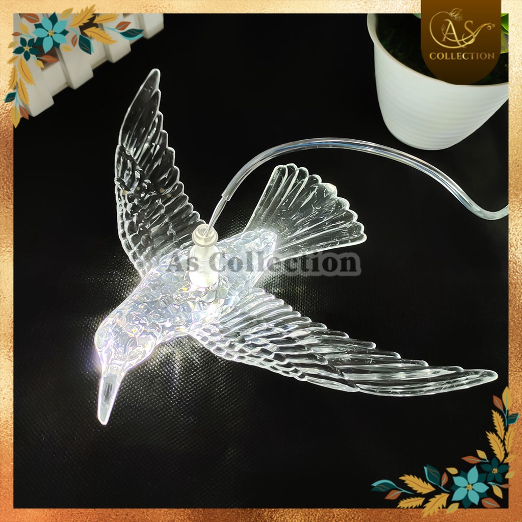Lampu Burung Akrilik Burung Plastik Dekorasi Hias Gantung LED Dekorasi Wedding Plastik Acrylic