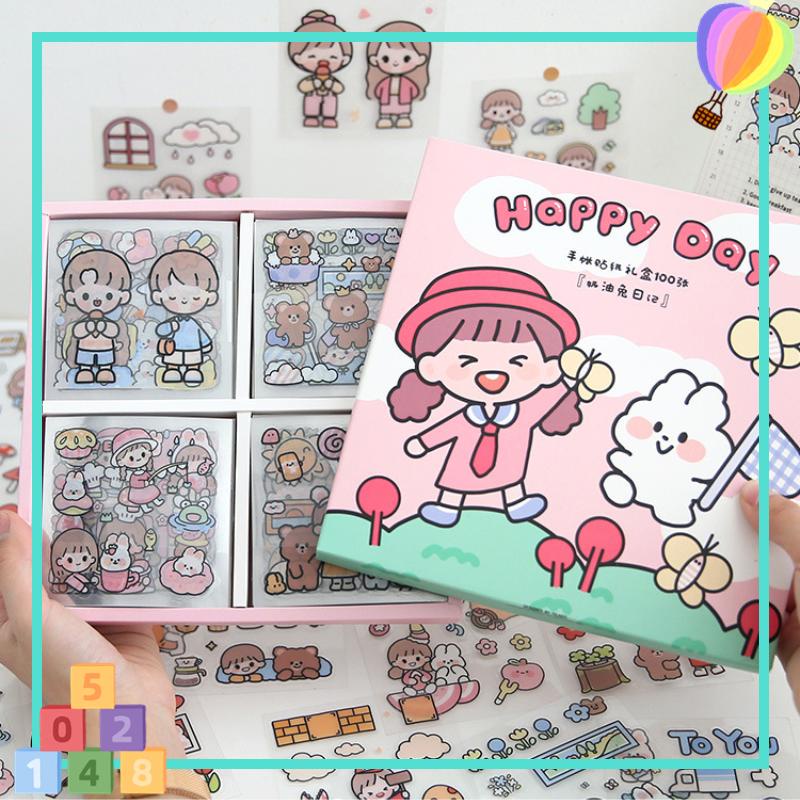 

⚡ VC-Alat tulis ⚡ Stiker Anak Anak Stiker Kartun Tahan Air PET Stiker Motif Kartun Lucu Anti Air 1 box 100lbr Dekorasi Handbook Scrapbook DIY Guka Stiker