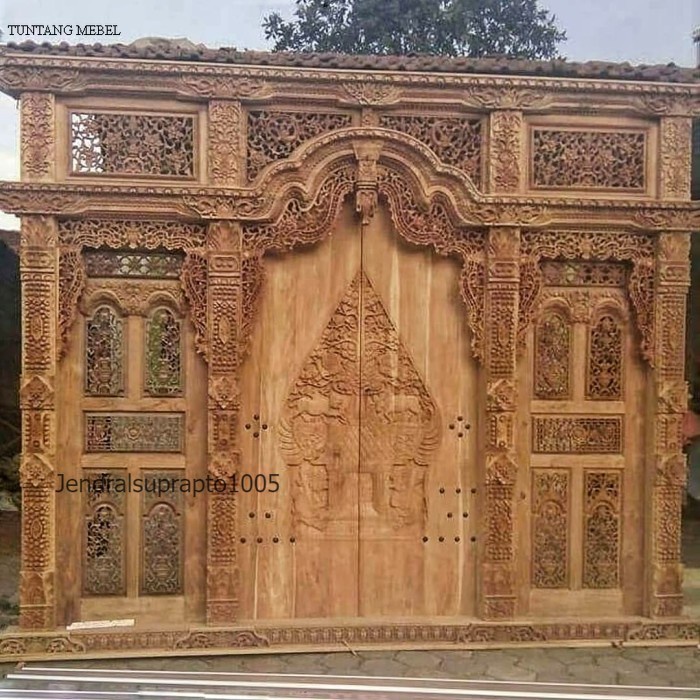 Termurah gebyok 4 meter ukir wayang kusen pintu kayu jati Termurah
