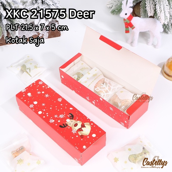 

XKC21575-DEER Kotak Box Natal Nastar Cookies Kue Kering Kado Christmas