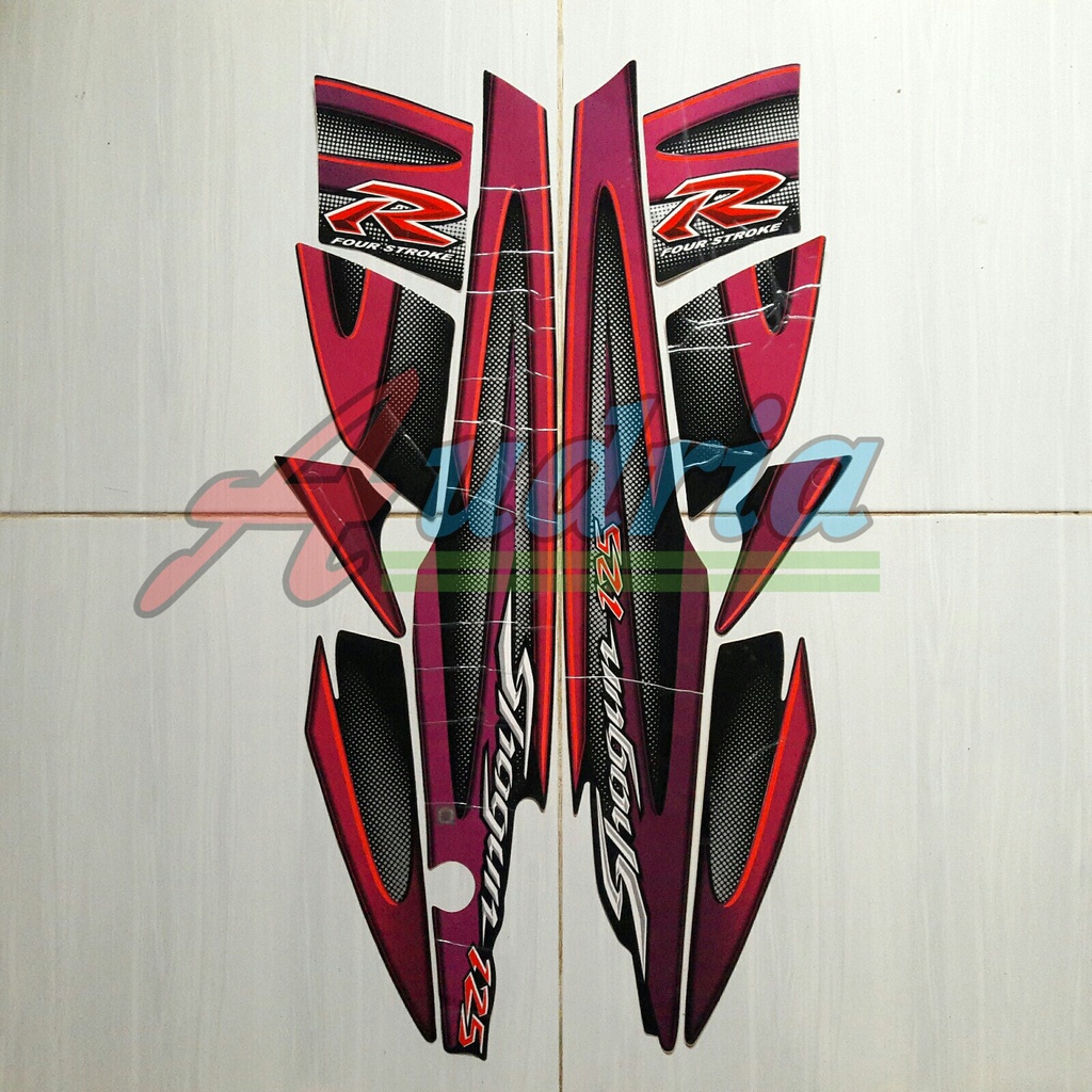 Striping Sticker Motor Suzuki shogun 125R 2006 full hitam-ungu