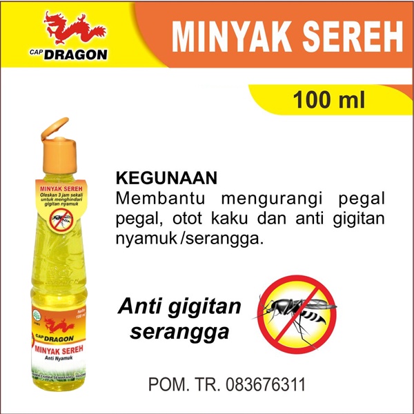 Minyak Sereh Cap Dragon 100ml Obat Gatal Akibat Gigitan Nyamuk Minyak Pengusir Nyamuk Dan Serangga