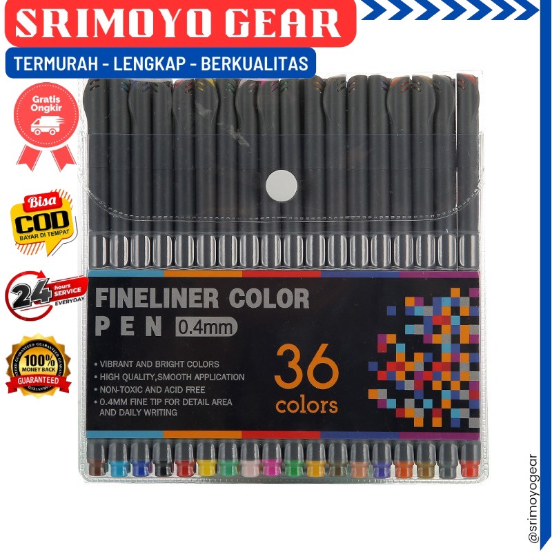 

Tlevino Pena Warna Drawing Pen Fine Point Art Watercolor 0.4mm 36 Color - Spidol Gambar Warna Warni