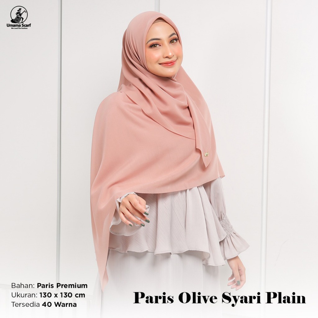 Umama Scarf Hijab Syar'i Segi Empat Paris Premium Olive 130x130