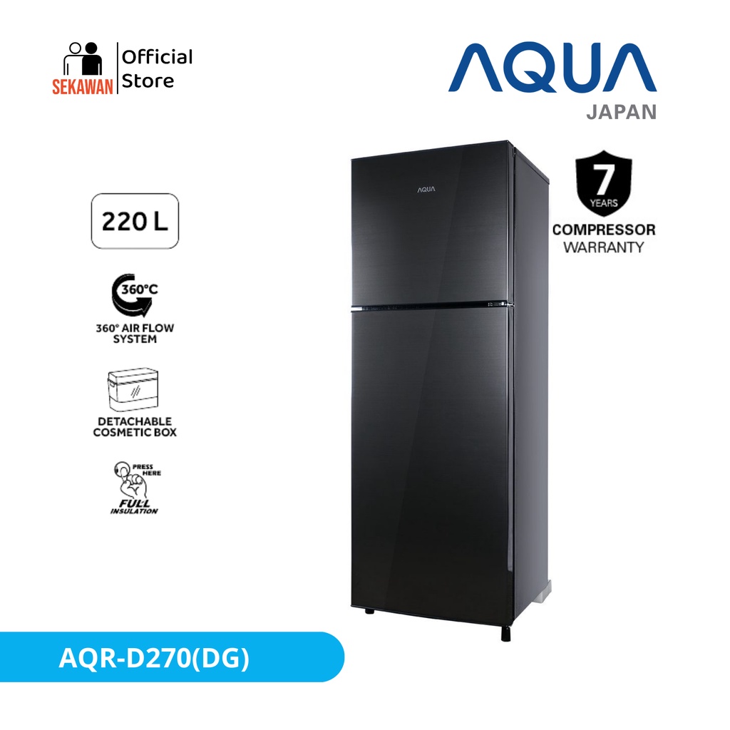 AQUA JAPAN AQR-D270(DG) Kulkas 2 Pintu Cosmetic Box