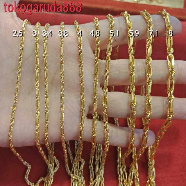 Rantai kalung anak dan dewasa emas asli kadar 700 22 70% bambu 2 3 4 5 7 8 g gr gram cantik murah ki