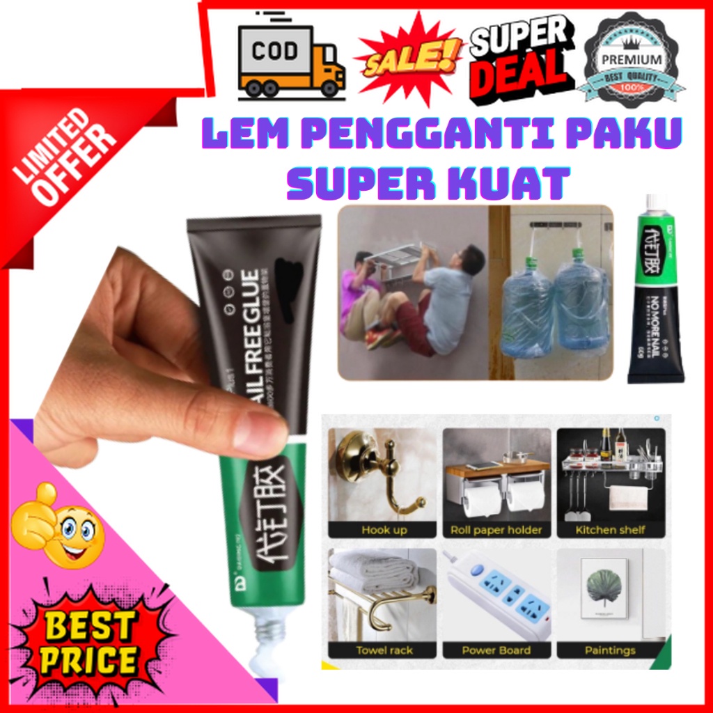 Gudang Tukang Lem Pengganti Paku Tembok Dinding / Lem Perekat Dinding / Lem Serbaguna Super KUat / L