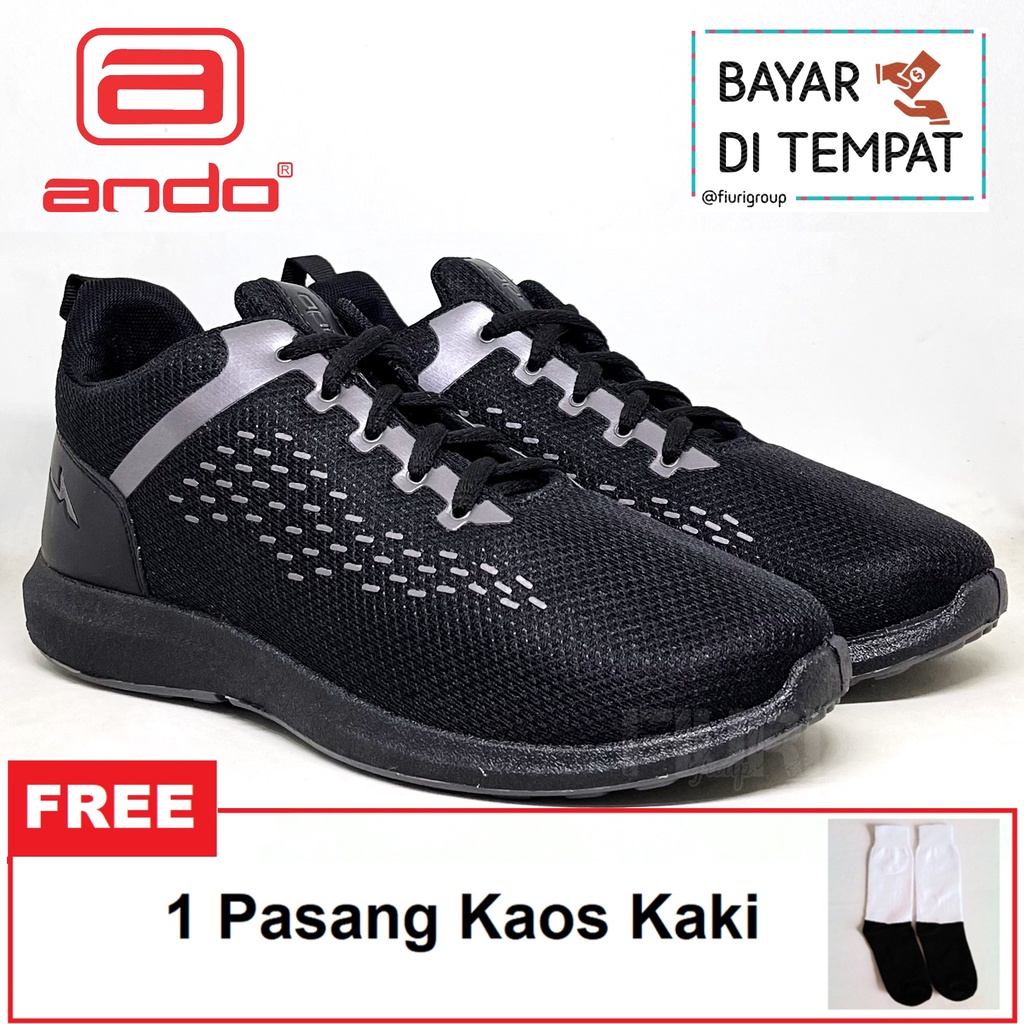 FIURI - ANDO - FUGO 38-43 FULL HITAM - Sepatu Kets Pria - Sepatu Sneakers Pria - Sepatu Olahraga Spo