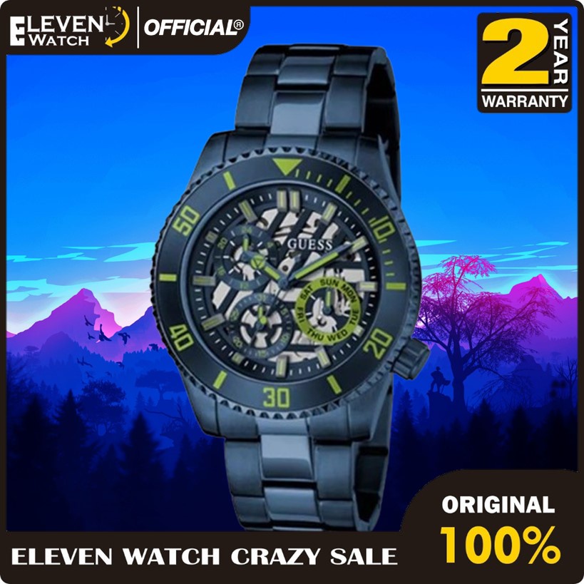 [Promo] Jam Tangan Pria Guess GW0488G4 AXLE Navy Multi-function Stainless Steel Strap  Garansi 2 Tah