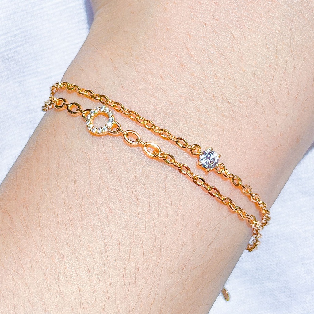 Rantai tangan anak dan dewasa emas asli kadar 750 75 17k 700 70 16k 2 layer gelang baris polo holo p