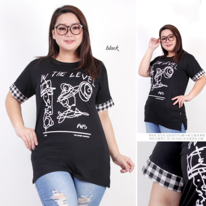 LD 120 BAJU ATASAN KAOS BLOUSE FASHION PAKAIAN WANITA KEKINIAN SUPER JUMBO BIGSIZE OVERSIZE SPANDEK 